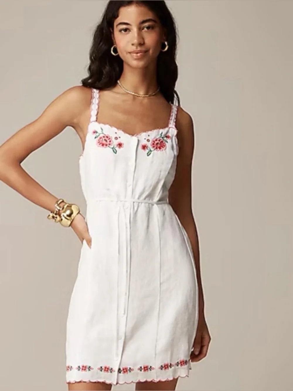 J.Crew Izzy Embroidered Linen Mini Dress NWT